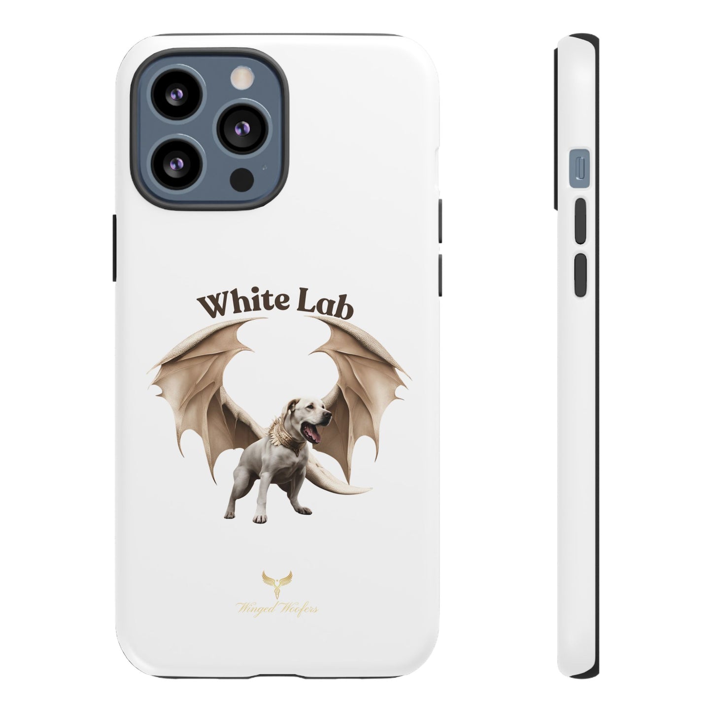 White Labrador Tough Case - Protective Phone Case with Winged Dog Design