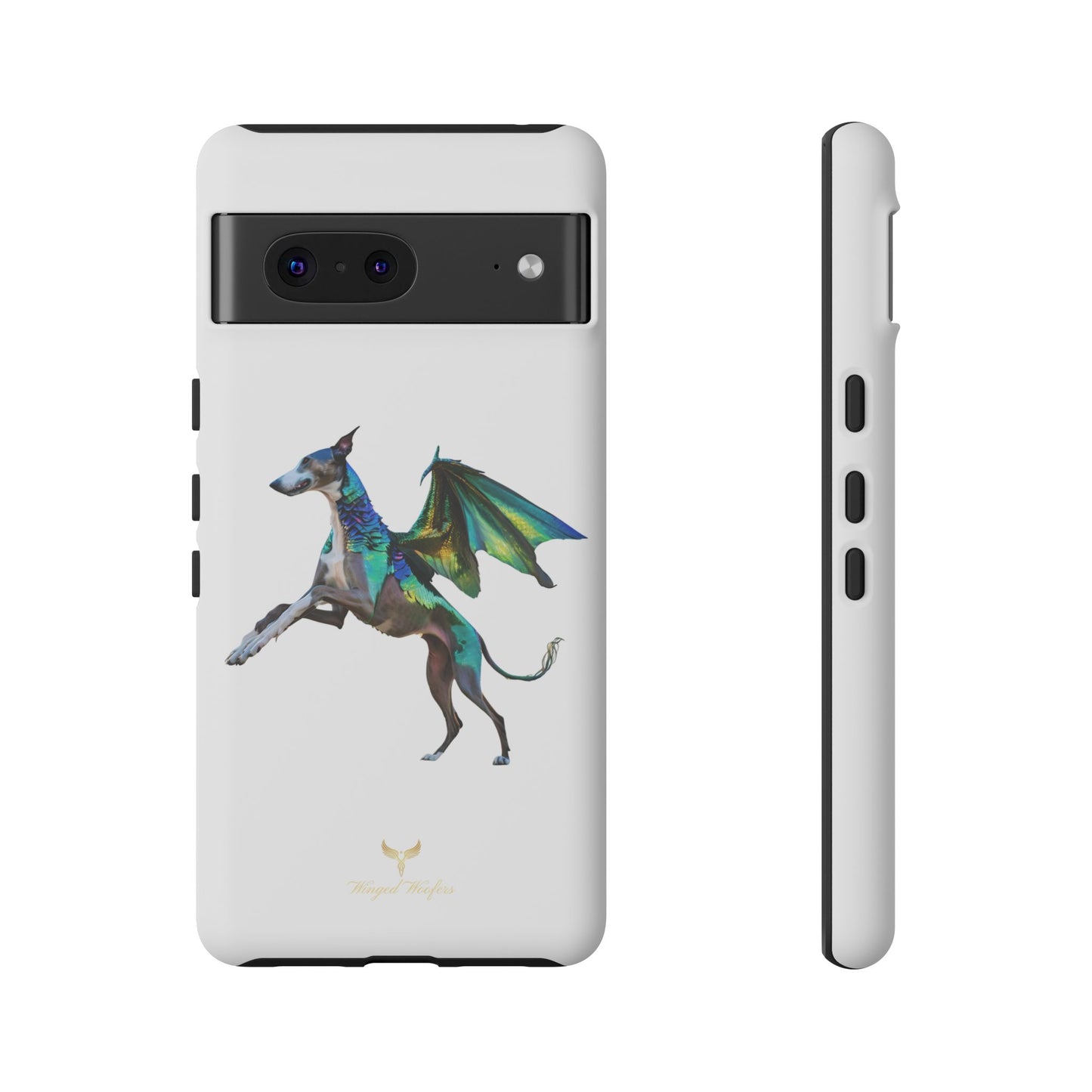 Fantasy Greyhound Dog Phone Case - Whimsical Winged Design for Pet Lovers