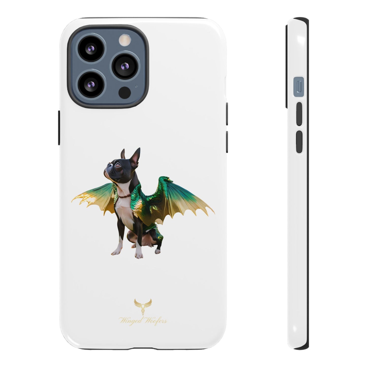 Fantasy Boston Terrier Dog Case - Tough Pet Protection with Wings Design