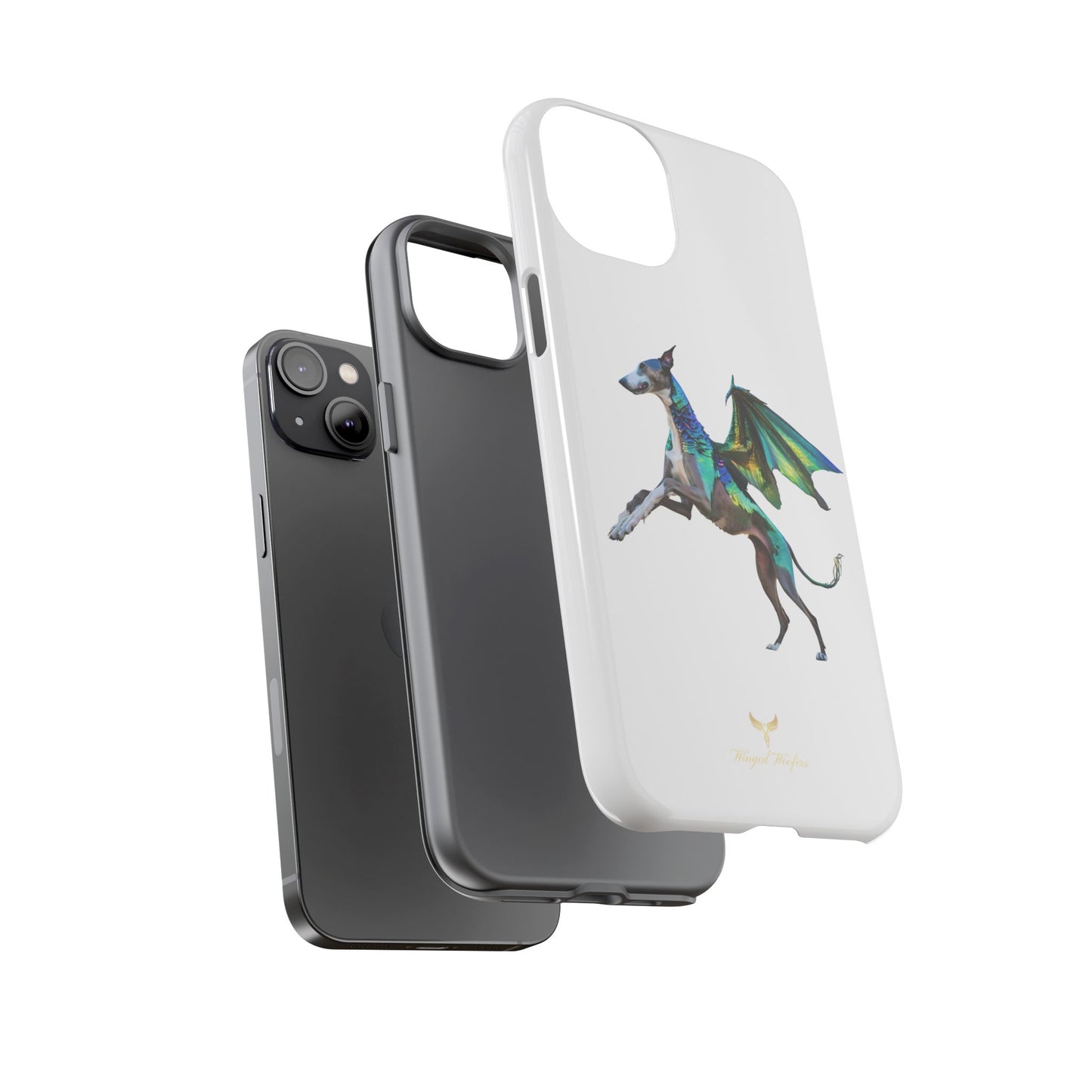 Fantasy Greyhound Dog Phone Case - Whimsical Winged Design for Pet Lovers