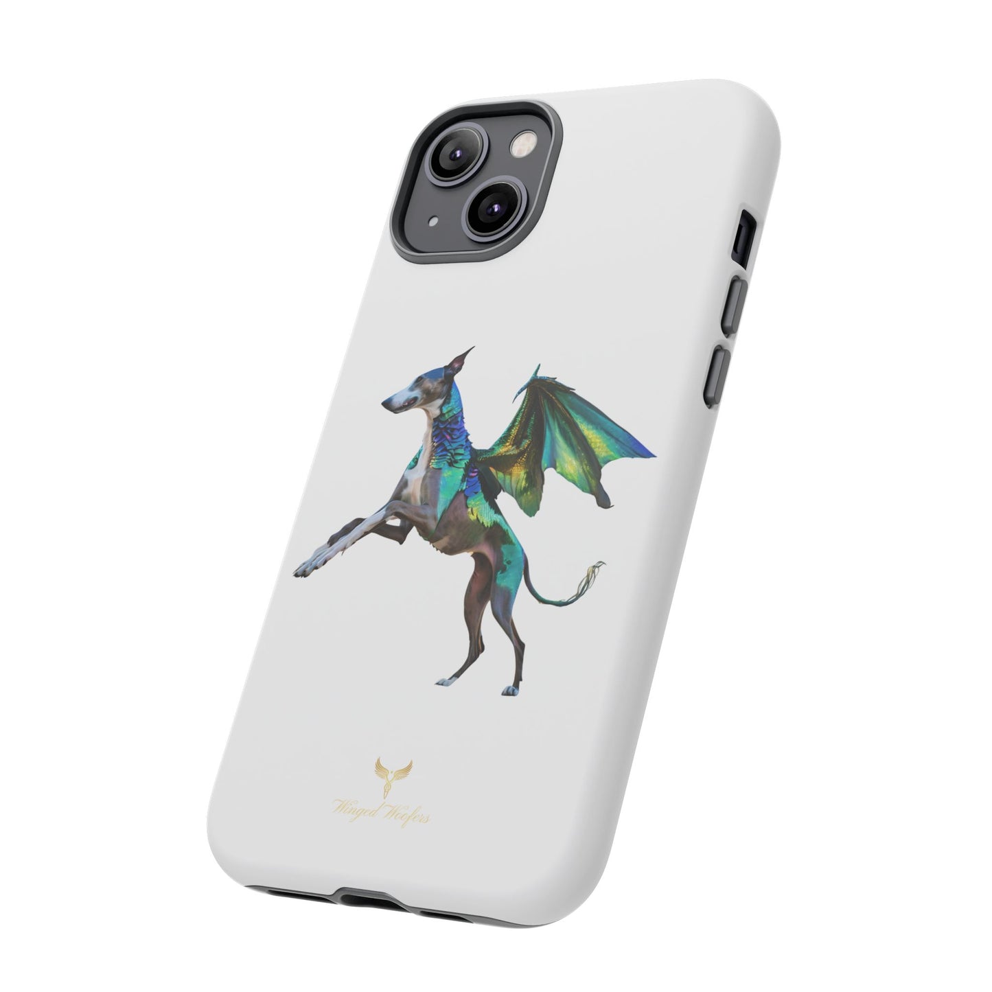 Fantasy Greyhound Dog Phone Case - Whimsical Winged Design for Pet Lovers