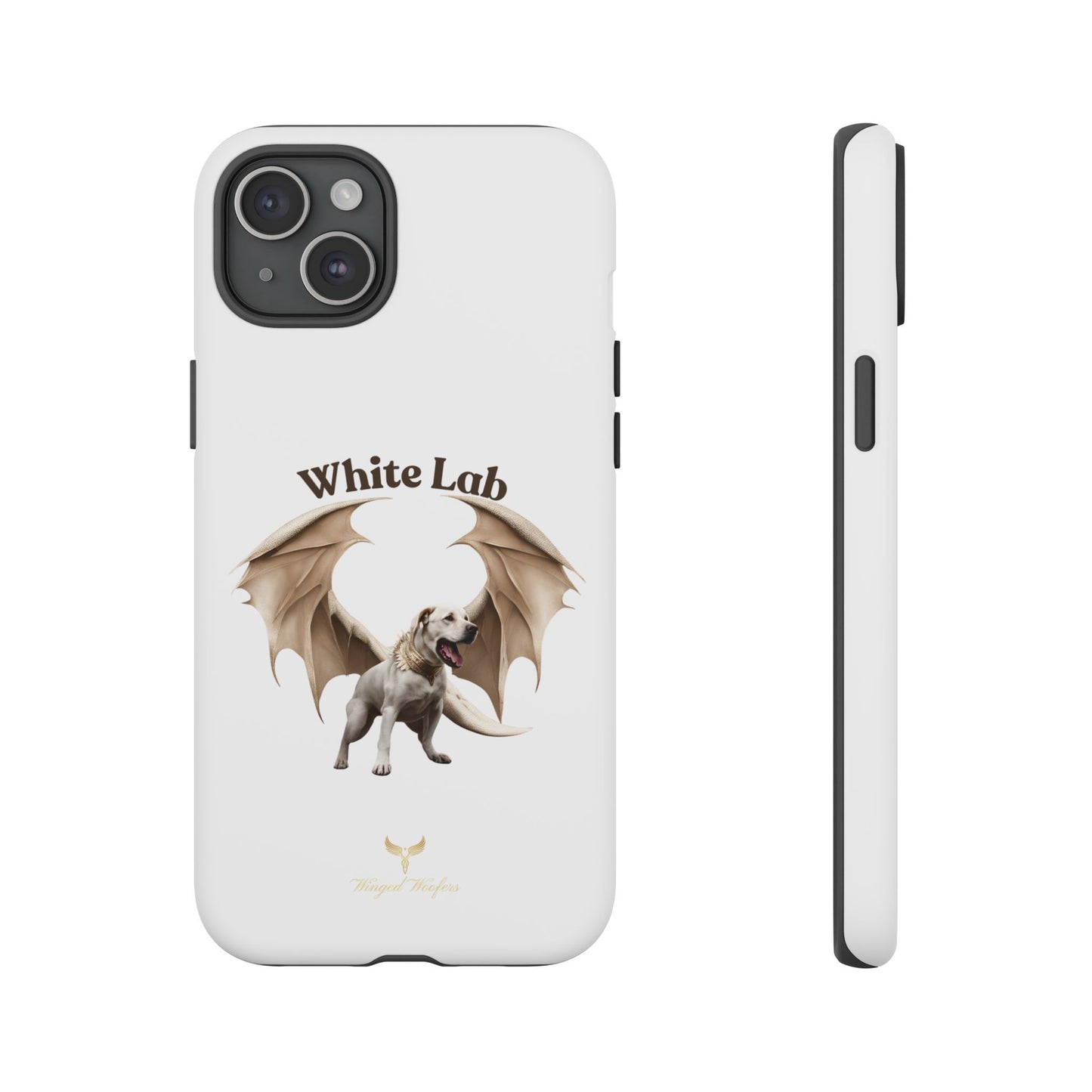 White Labrador Tough Case - Protective Phone Case with Winged Dog Design