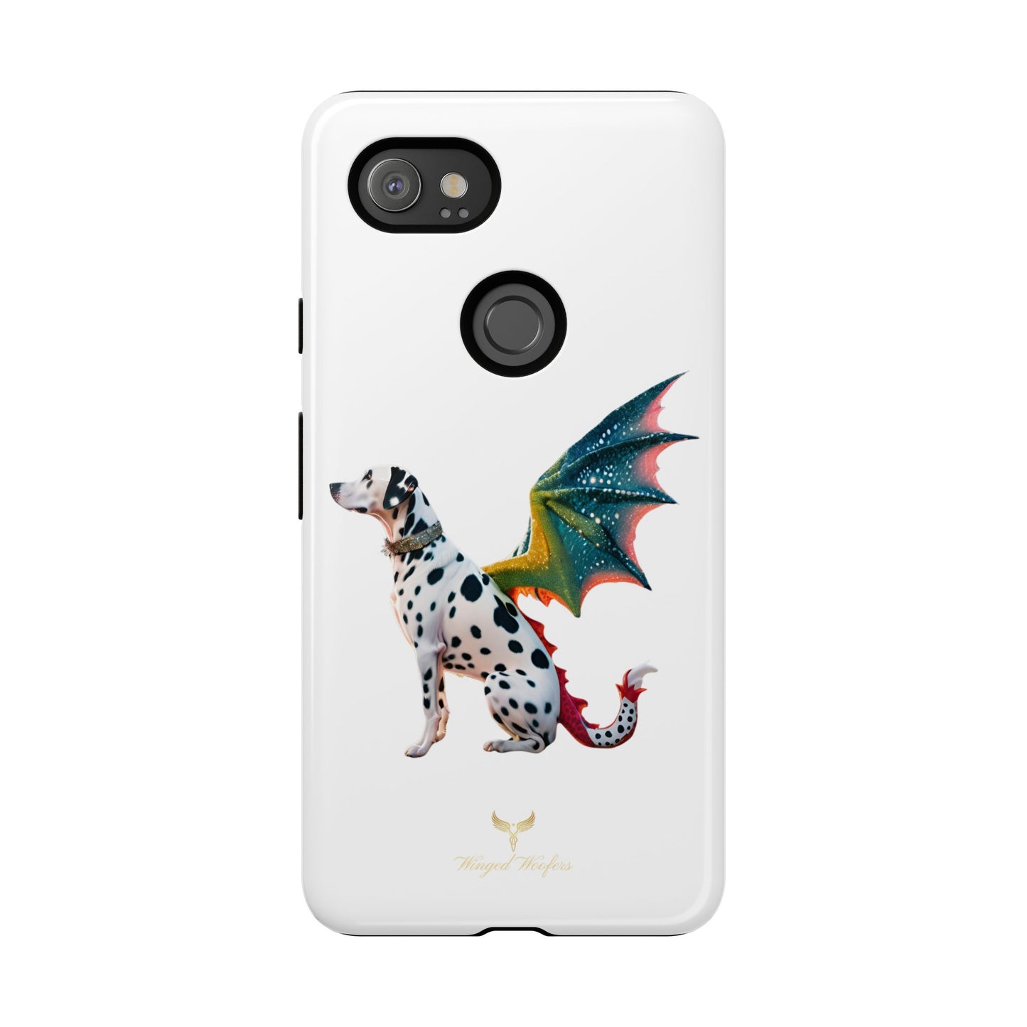 Whimsical Dog Art Phone Case – Tough Cases Featuring Dragon Dalmatian Design