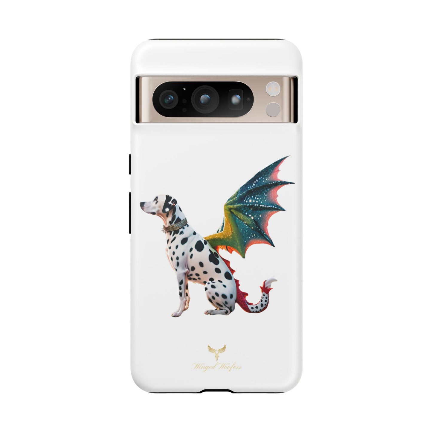 Whimsical Dog Art Phone Case – Tough Cases Featuring Dragon Dalmatian Design