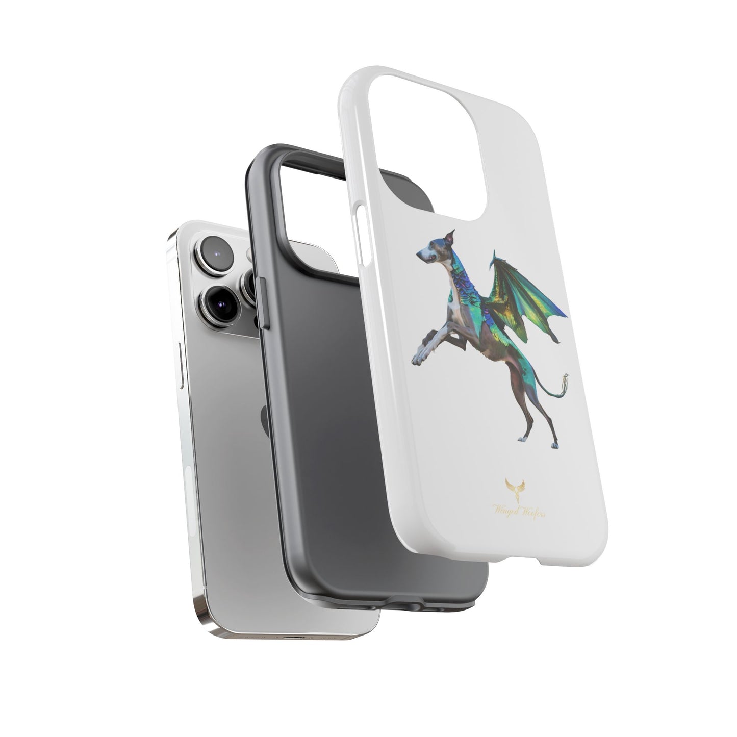 Fantasy Greyhound Dog Phone Case - Whimsical Winged Design for Pet Lovers