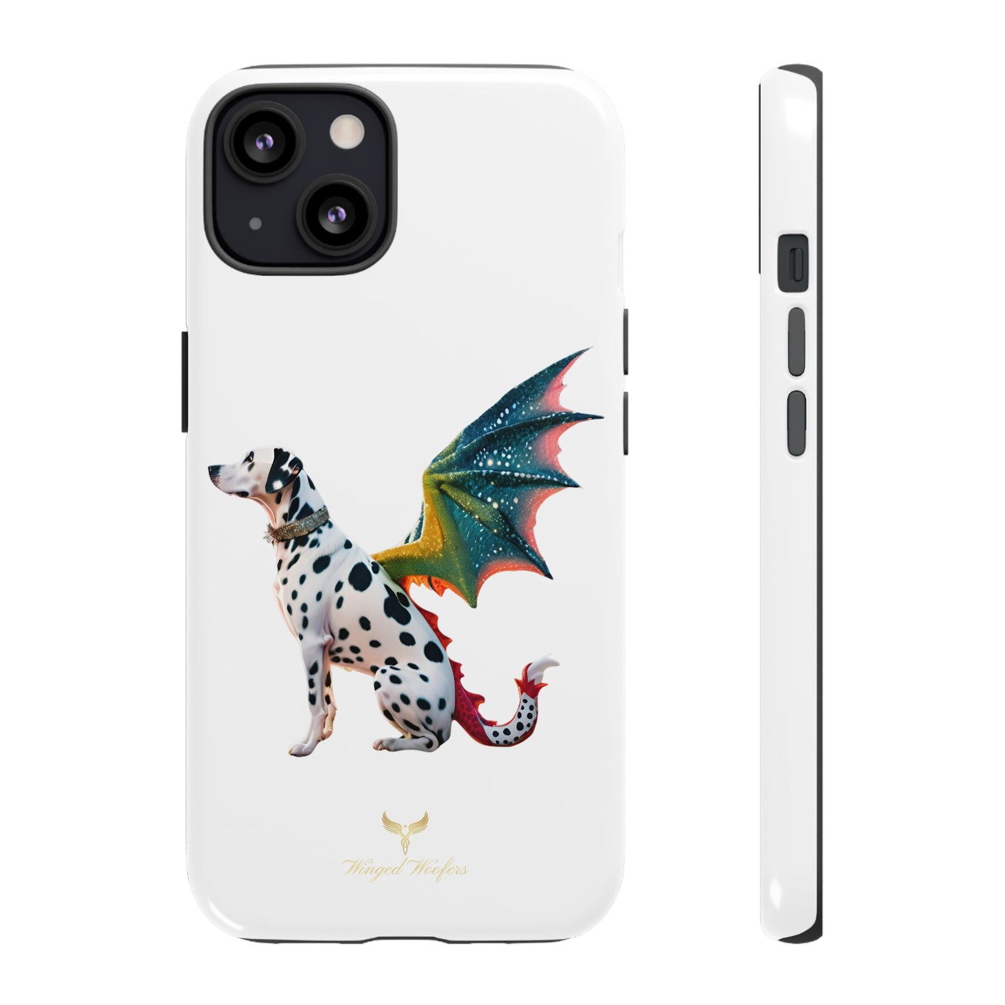 Whimsical Dog Art Phone Case – Tough Cases Featuring Dragon Dalmatian Design