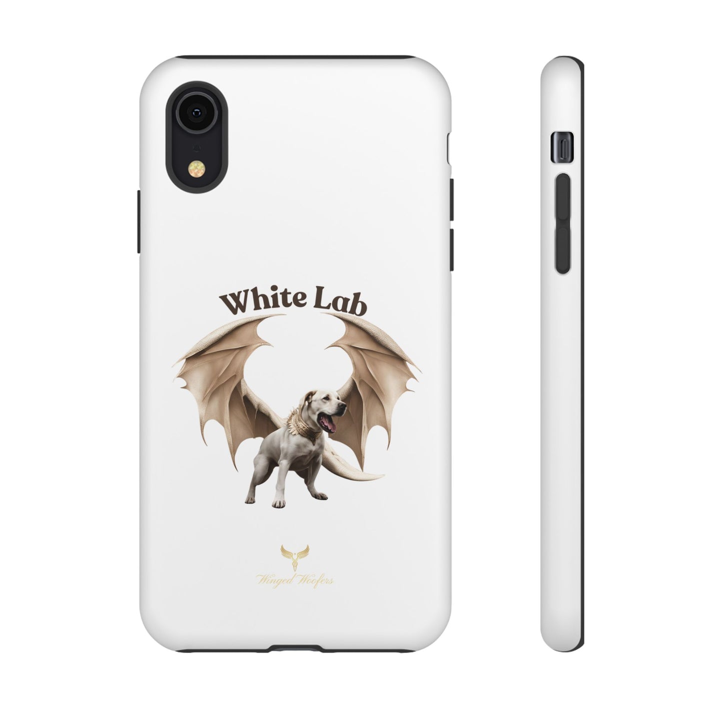 White Labrador Tough Case - Protective Phone Case with Winged Dog Design