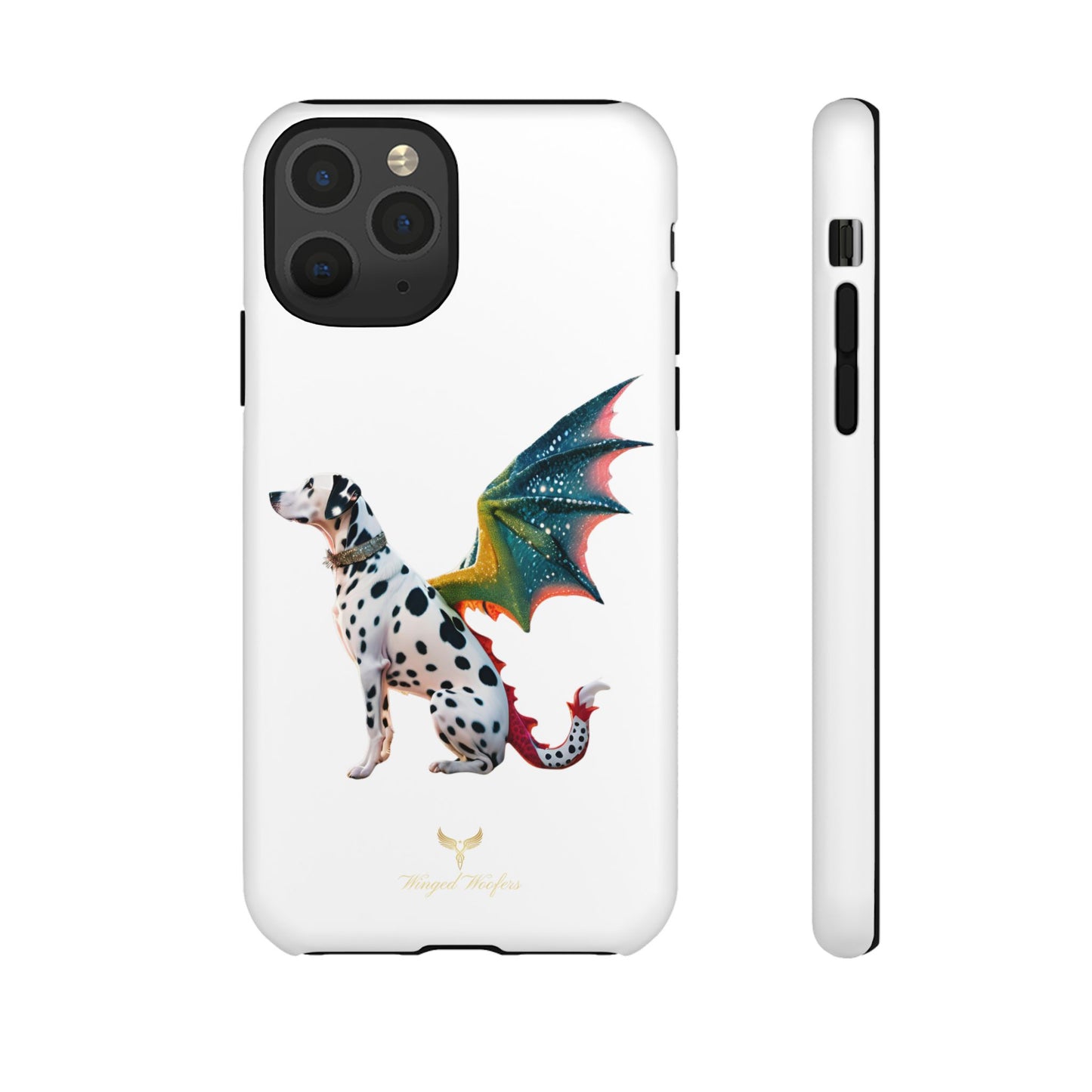 Whimsical Dog Art Phone Case – Tough Cases Featuring Dragon Dalmatian Design