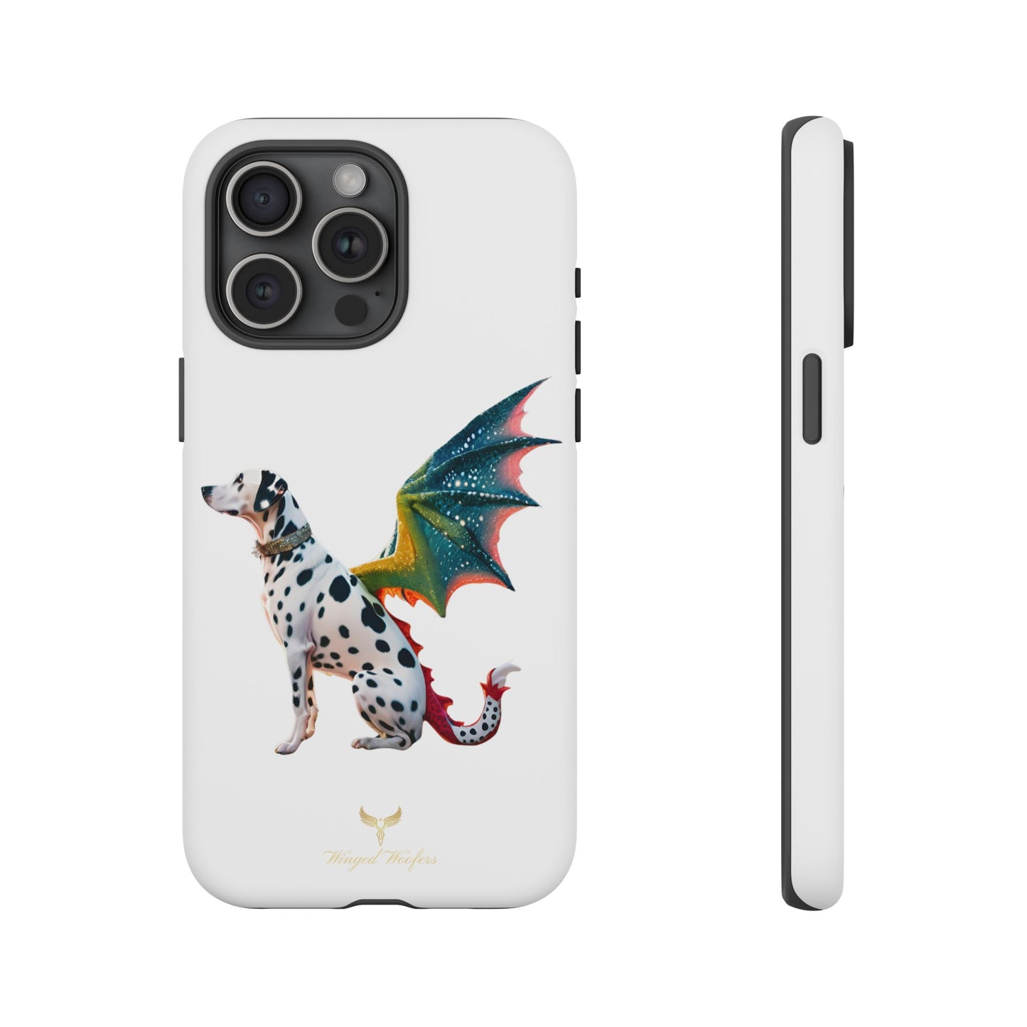 Whimsical Dog Art Phone Case – Tough Cases Featuring Dragon Dalmatian Design