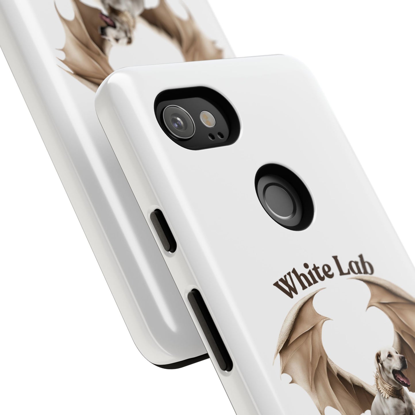 White Labrador Tough Case - Protective Phone Case with Winged Dog Design