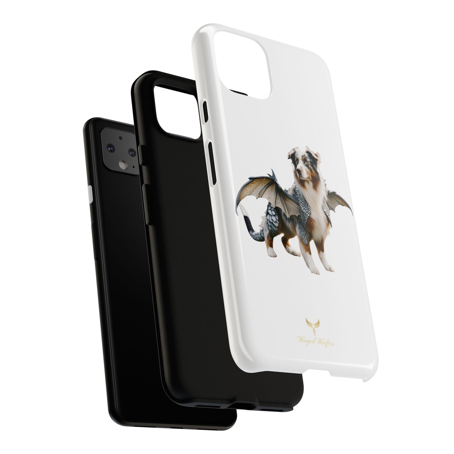 Fantasy Australian Shepherd Dog Phone Case with Wings - Tough Cases for Animal Lovers