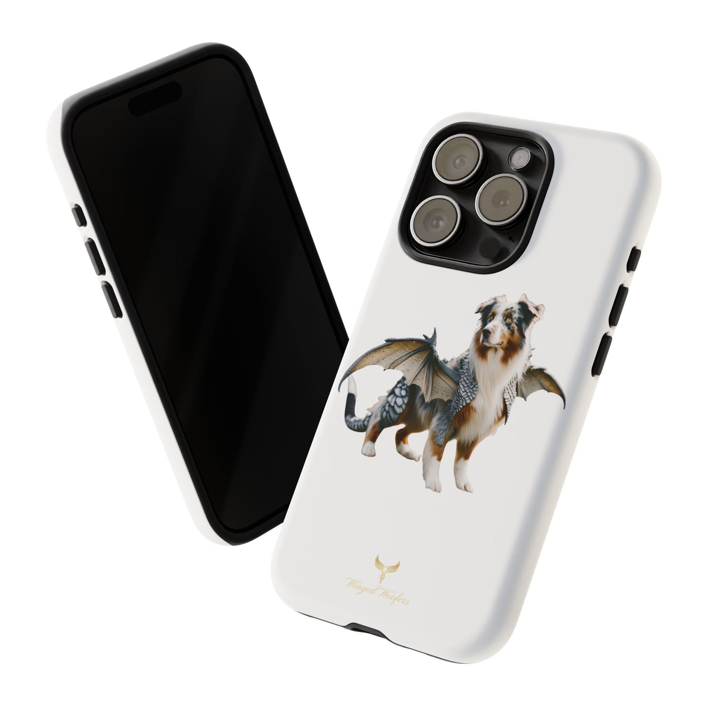 Fantasy Australian Shepherd Dog Phone Case with Wings - Tough Cases for Animal Lovers