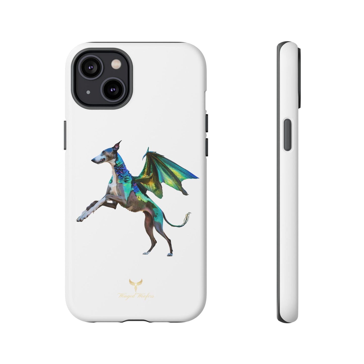 Fantasy Greyhound Dog Phone Case - Whimsical Winged Design for Pet Lovers