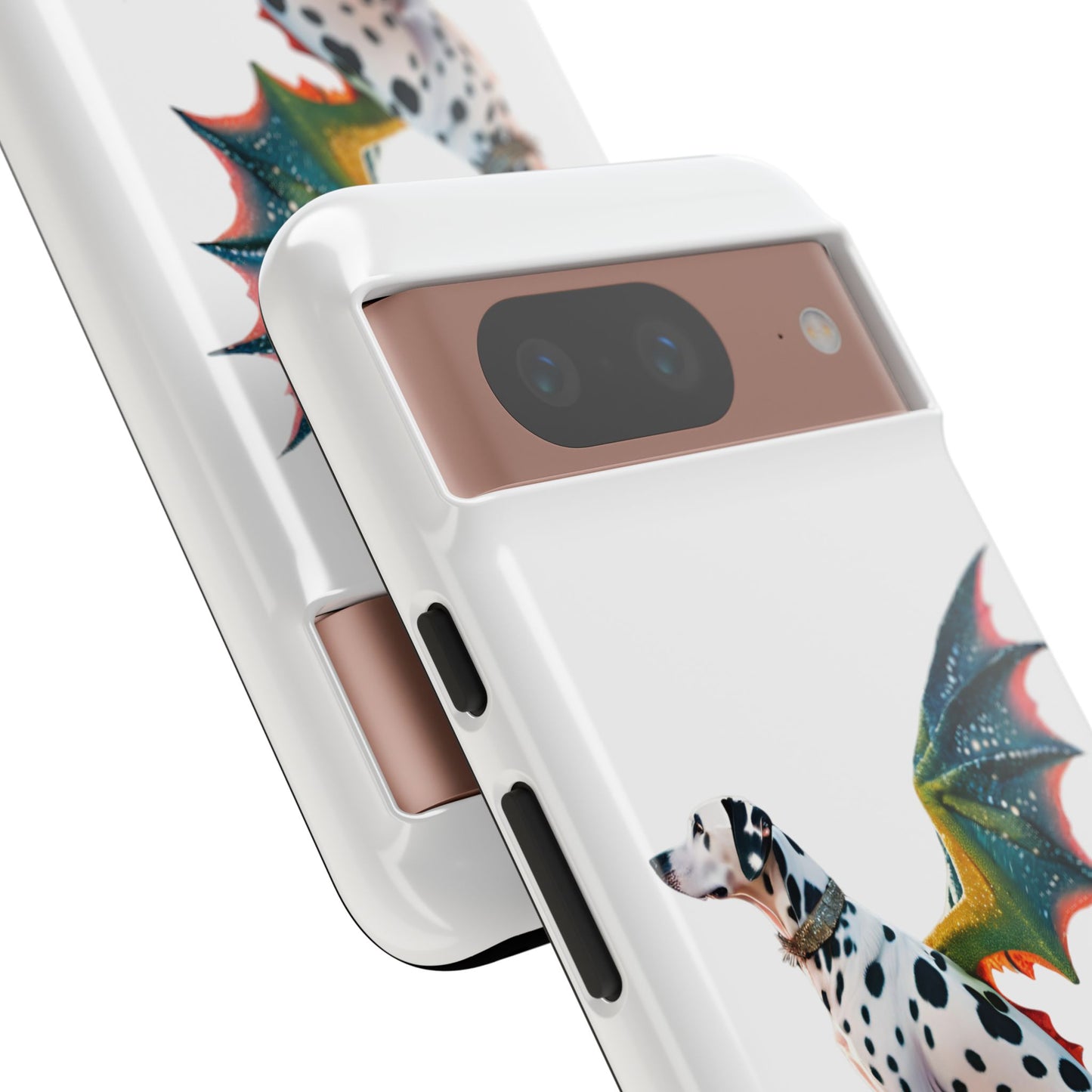 Whimsical Dog Art Phone Case – Tough Cases Featuring Dragon Dalmatian Design