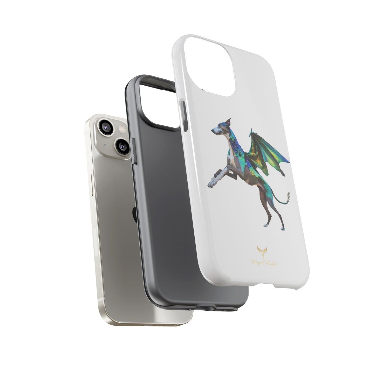 Fantasy Greyhound Dog Phone Case - Whimsical Winged Design for Pet Lovers