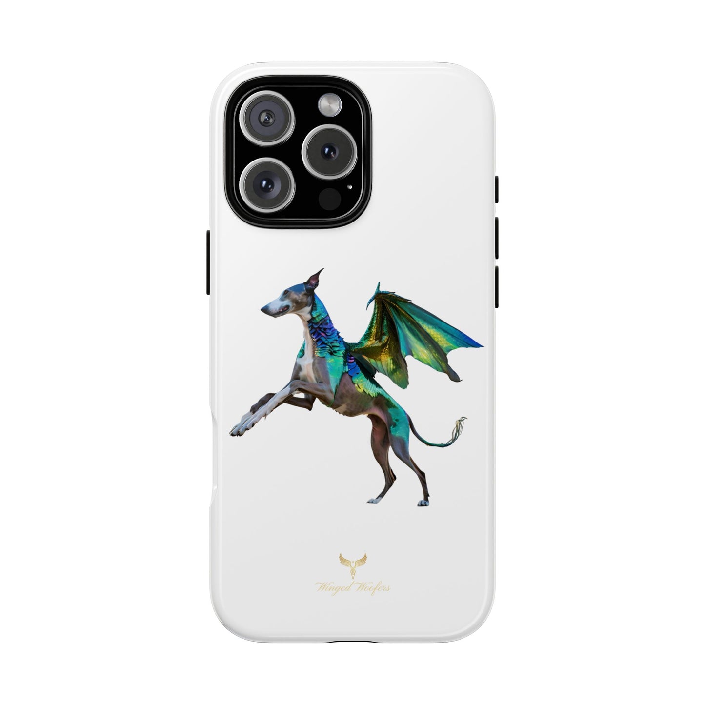 Fantasy Greyhound Dog Phone Case - Whimsical Winged Design for Pet Lovers