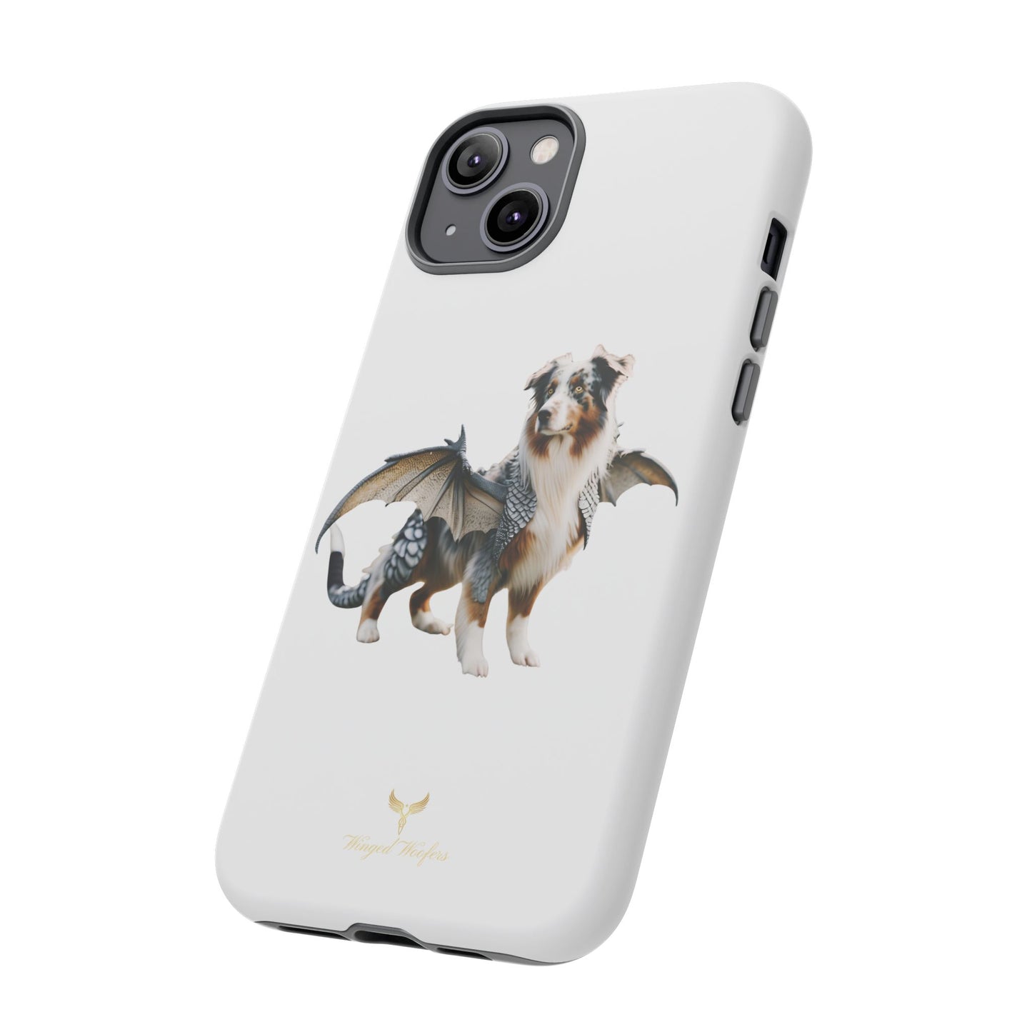 Fantasy Australian Shepherd Dog Phone Case with Wings - Tough Cases for Animal Lovers