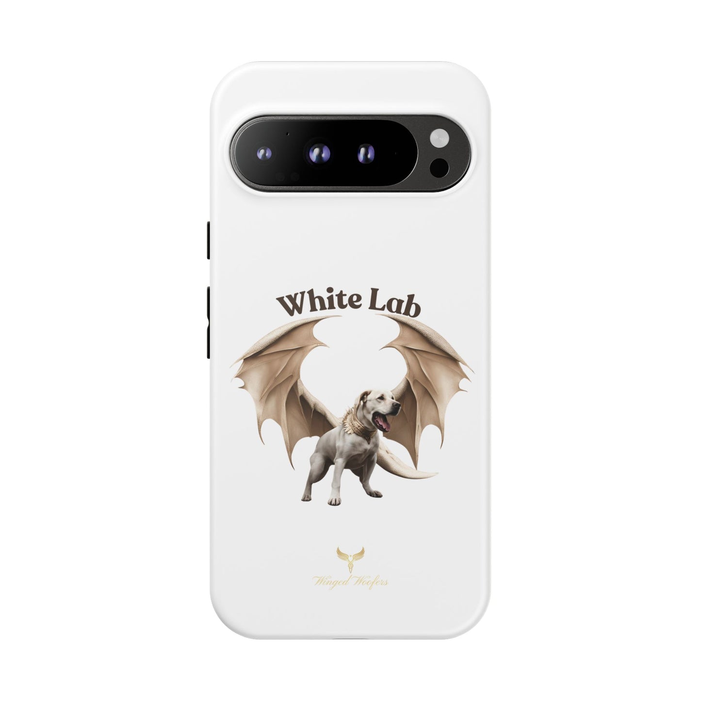 White Labrador Tough Case - Protective Phone Case with Winged Dog Design