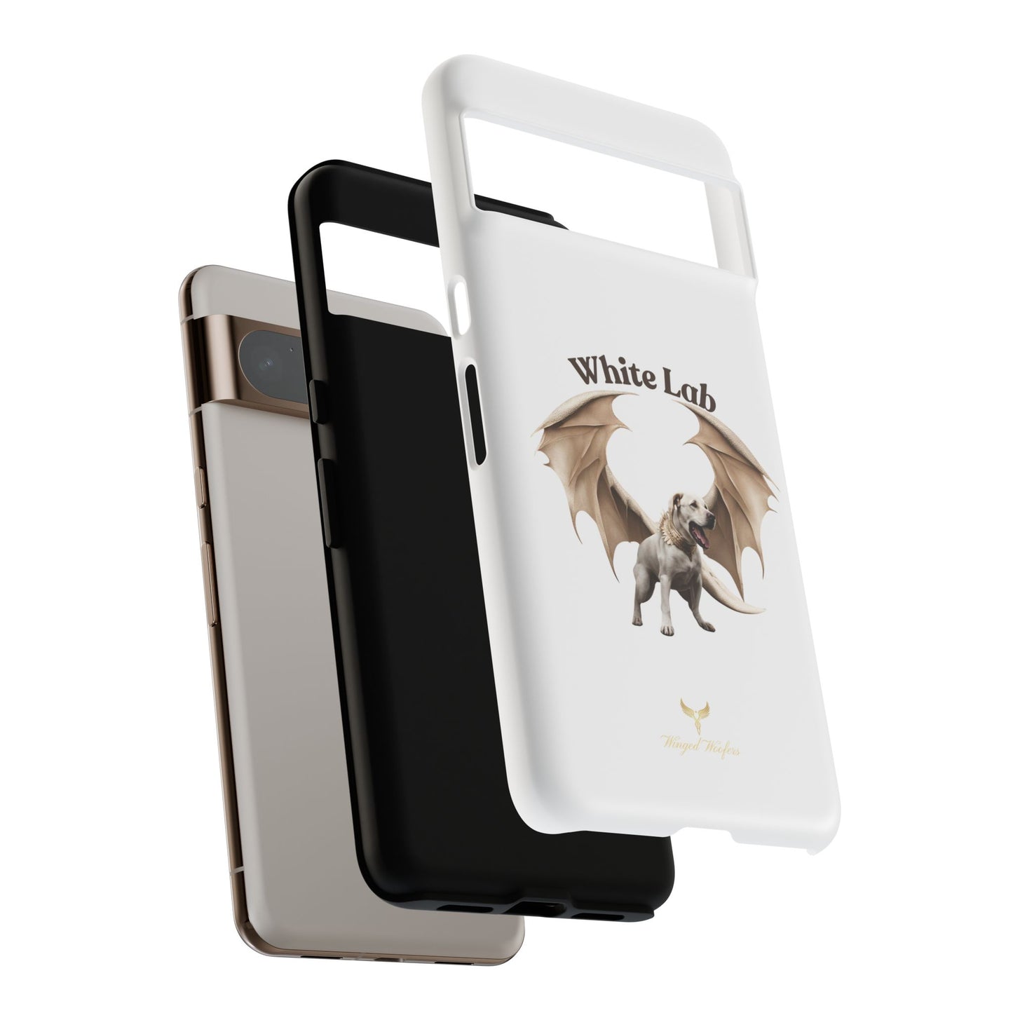 White Labrador Tough Case - Protective Phone Case with Winged Dog Design