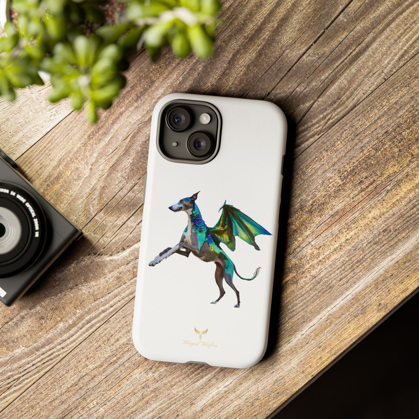 Fantasy Greyhound Dog Phone Case - Whimsical Winged Design for Pet Lovers