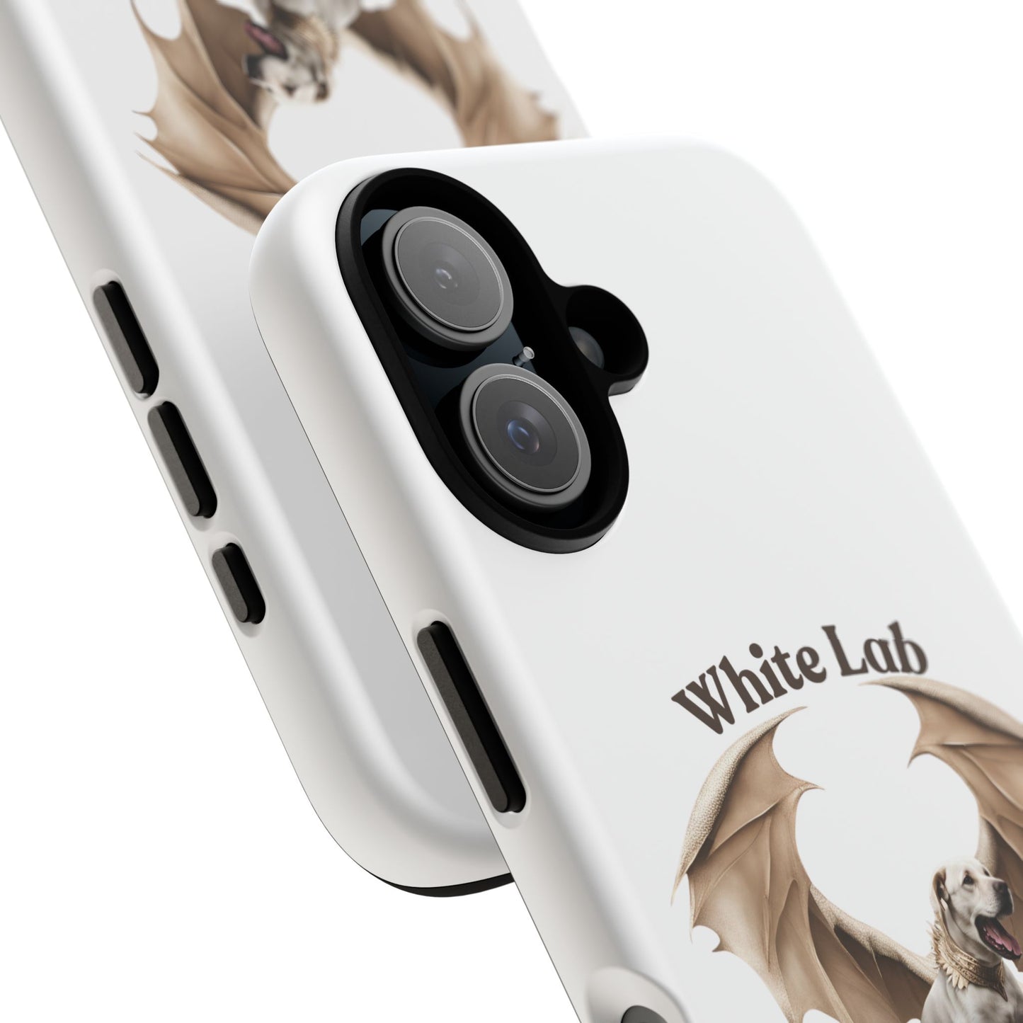 White Labrador Tough Case - Protective Phone Case with Winged Dog Design