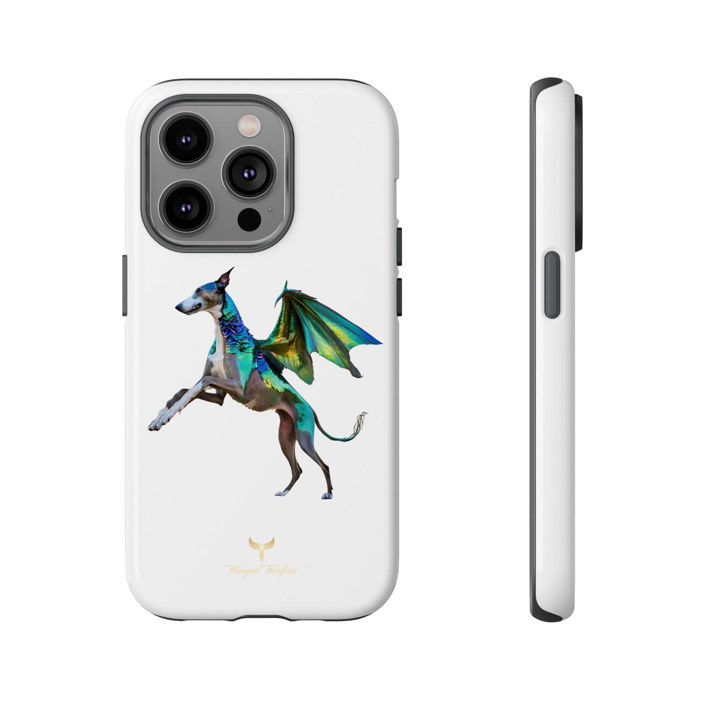 Fantasy Greyhound Dog Phone Case - Whimsical Winged Design for Pet Lovers