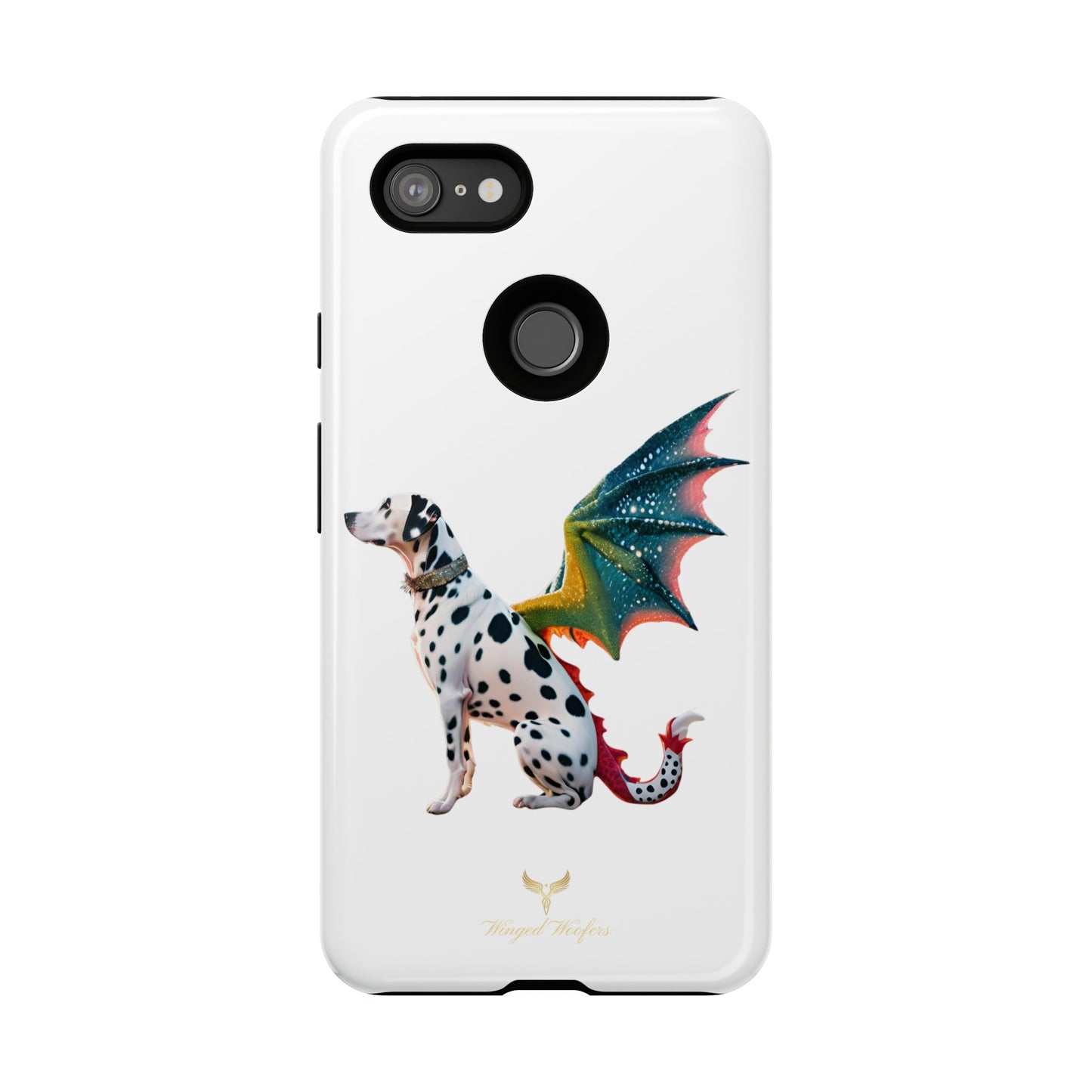 Whimsical Dog Art Phone Case – Tough Cases Featuring Dragon Dalmatian Design