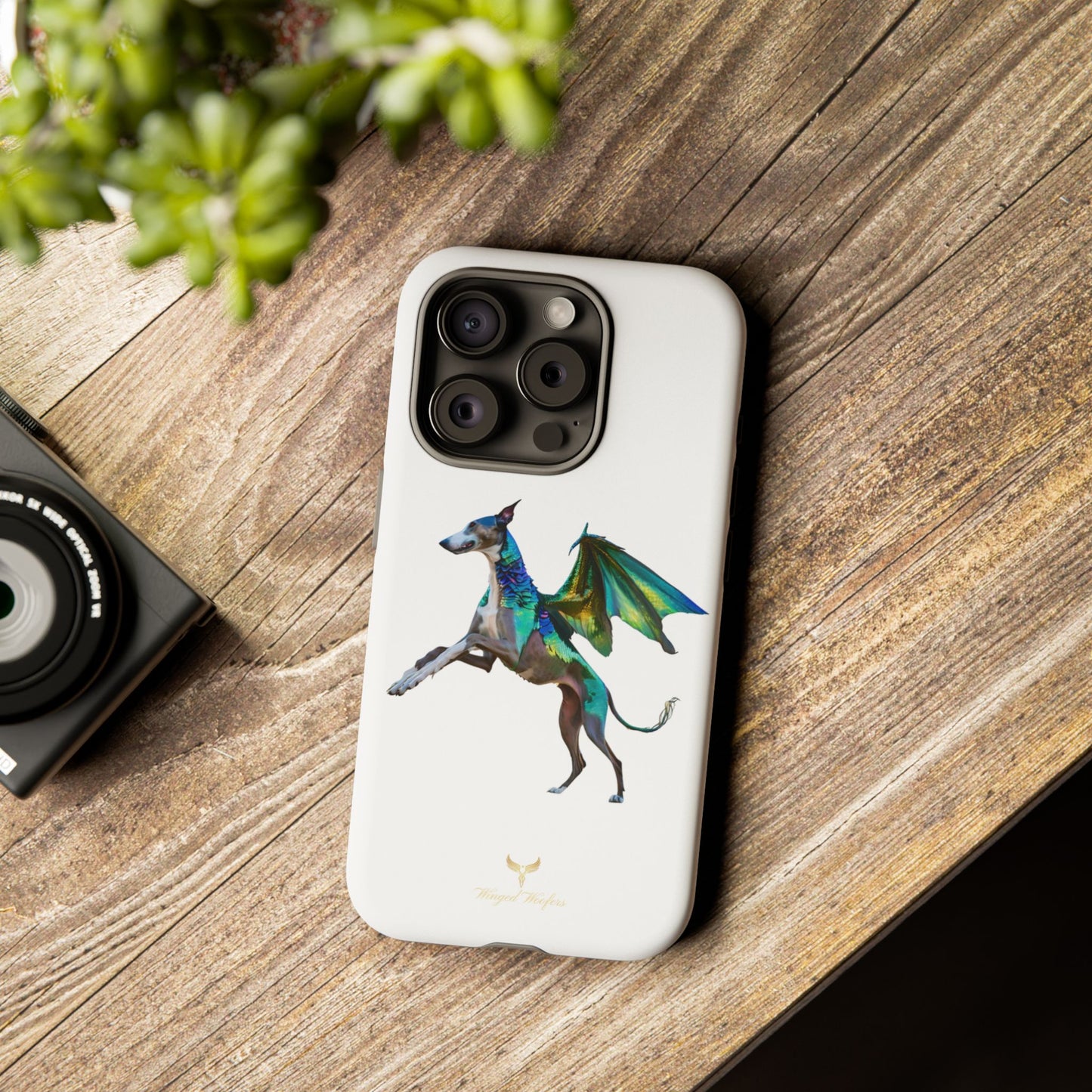 Fantasy Greyhound Dog Phone Case - Whimsical Winged Design for Pet Lovers