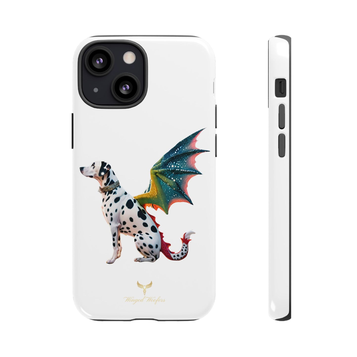 Whimsical Dog Art Phone Case – Tough Cases Featuring Dragon Dalmatian Design