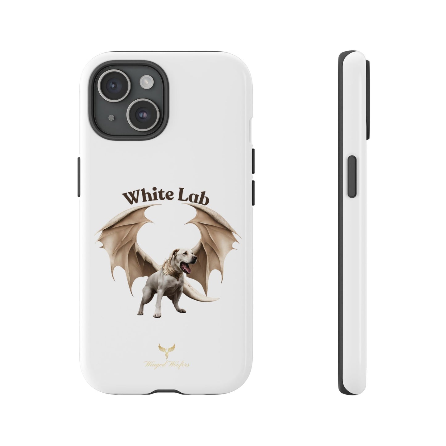 White Labrador Tough Case - Protective Phone Case with Winged Dog Design