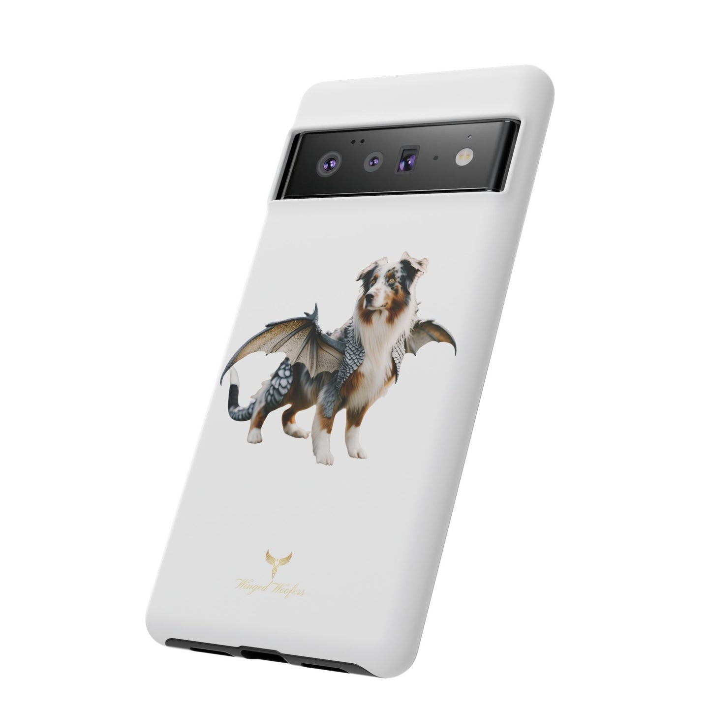 Fantasy Australian Shepherd Dog Phone Case with Wings - Tough Cases for Animal Lovers