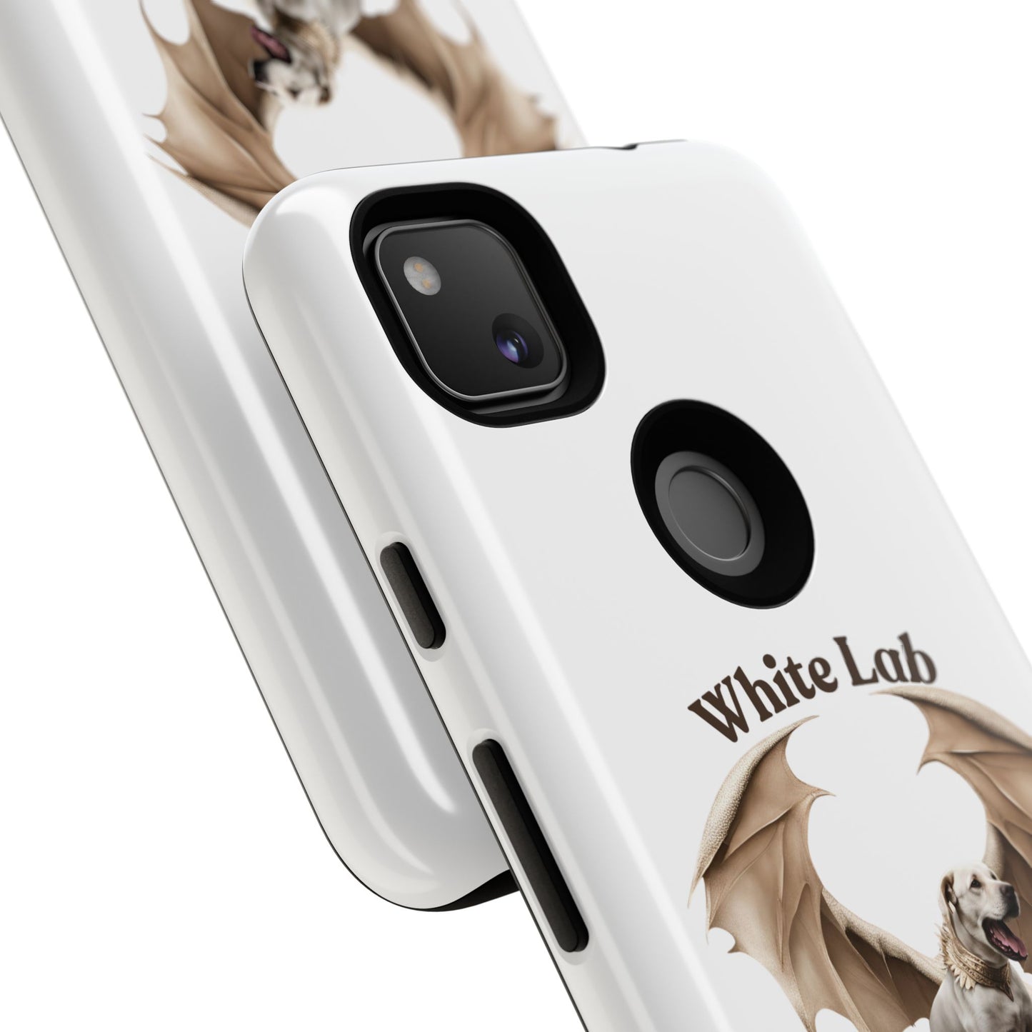 White Labrador Tough Case - Protective Phone Case with Winged Dog Design