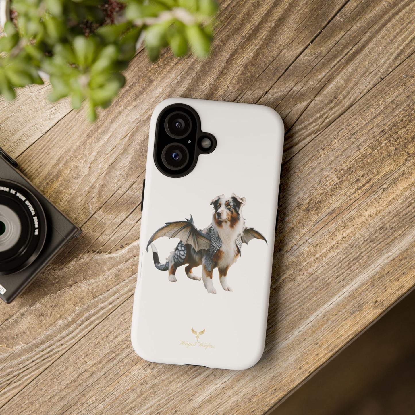 Fantasy Australian Shepherd Dog Phone Case with Wings - Tough Cases for Animal Lovers