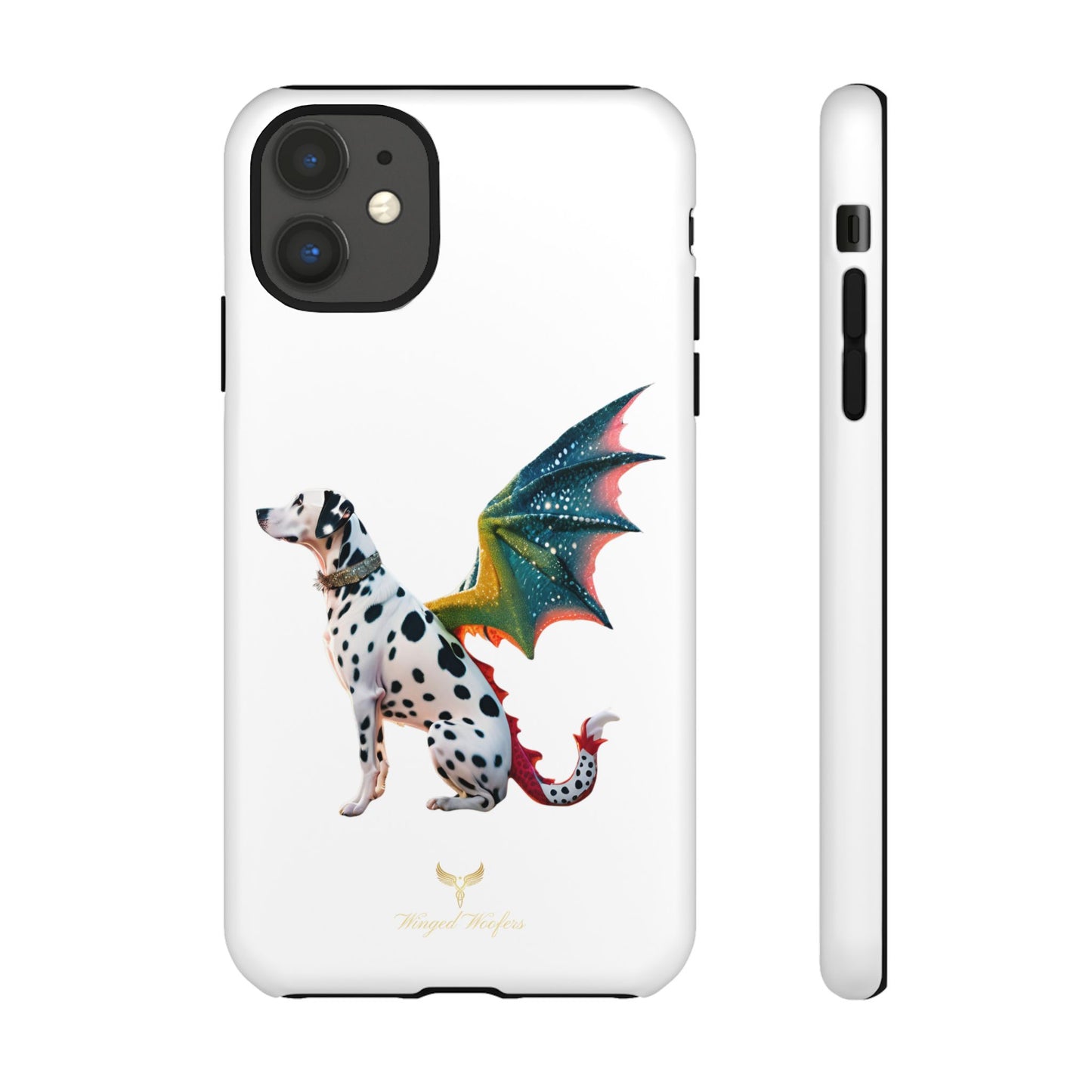 Whimsical Dog Art Phone Case – Tough Cases Featuring Dragon Dalmatian Design