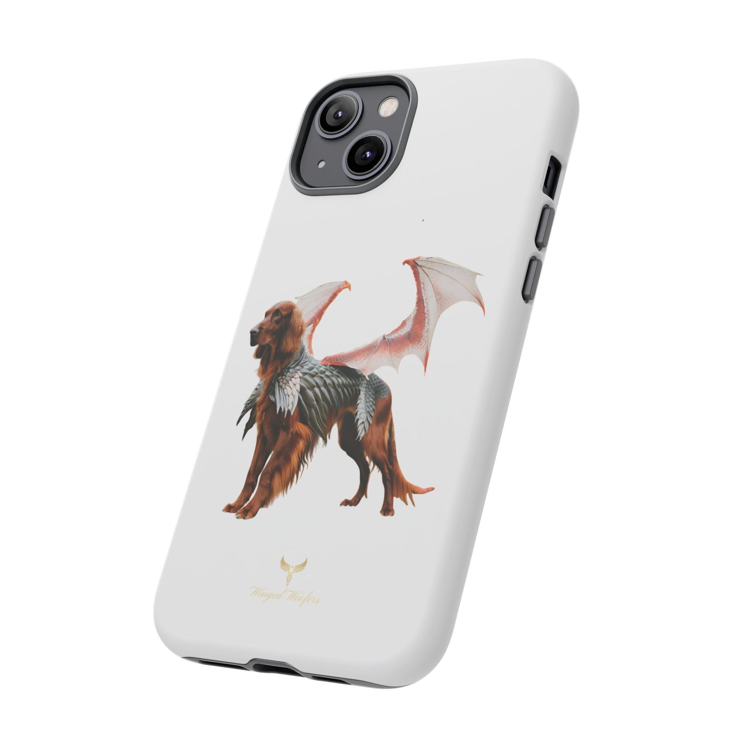 Fantasy Irish Setter with Dragon Wings Phone Case - Tough Cases with Winged Dog Design