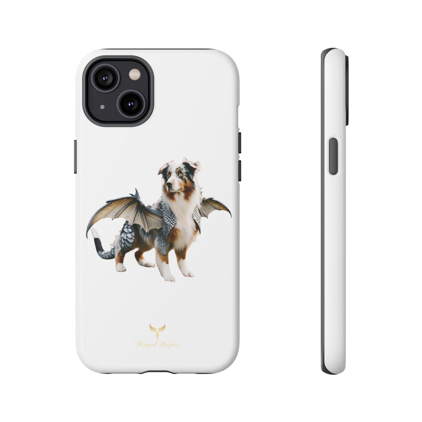 Fantasy Australian Shepherd Dog Phone Case with Wings - Tough Cases for Animal Lovers