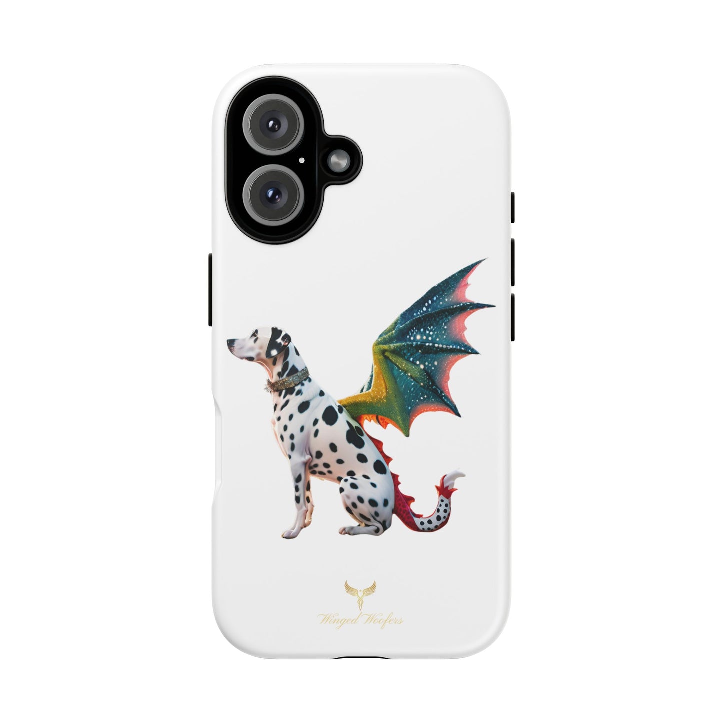 Whimsical Dog Art Phone Case – Tough Cases Featuring Dragon Dalmatian Design