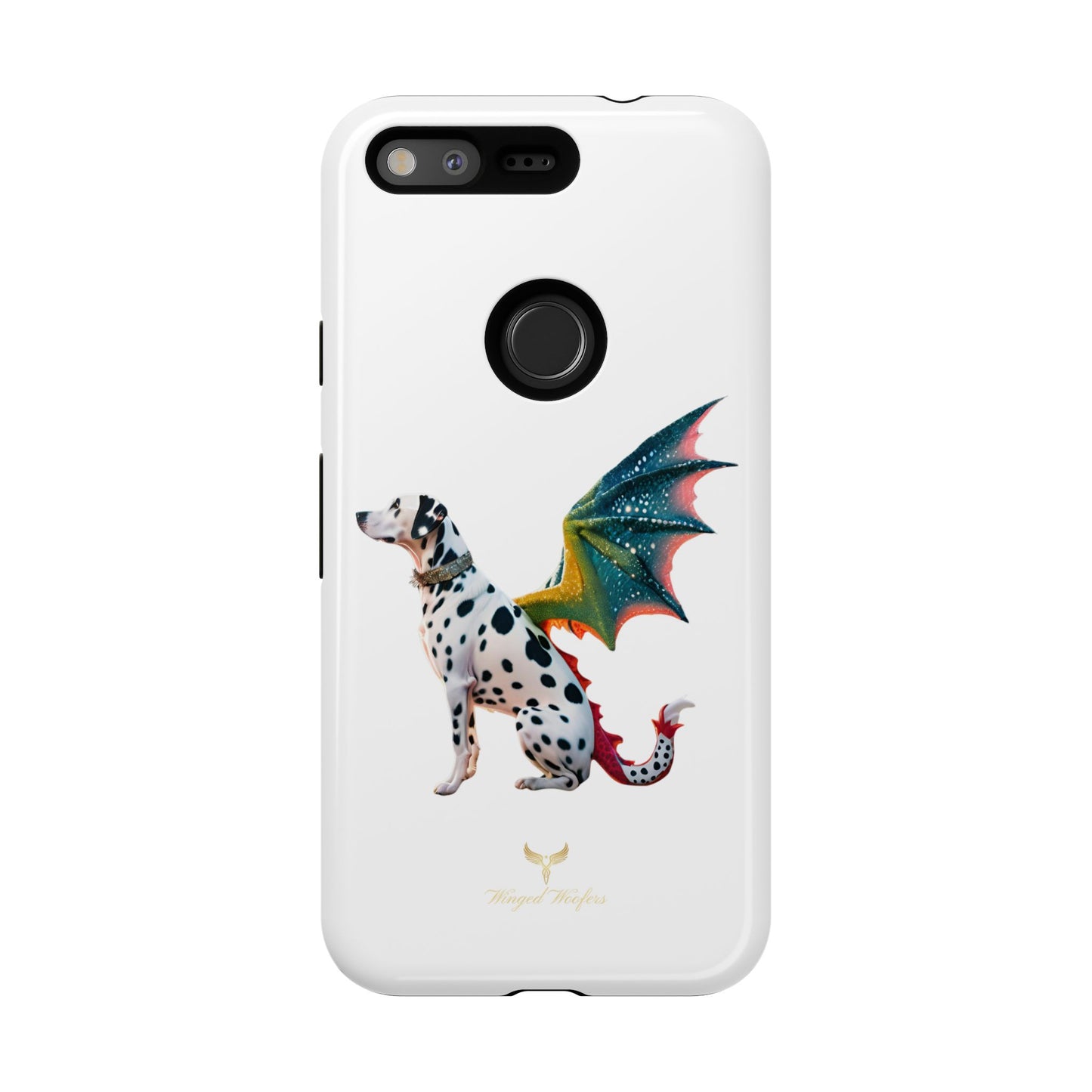 Whimsical Dog Art Phone Case – Tough Cases Featuring Dragon Dalmatian Design