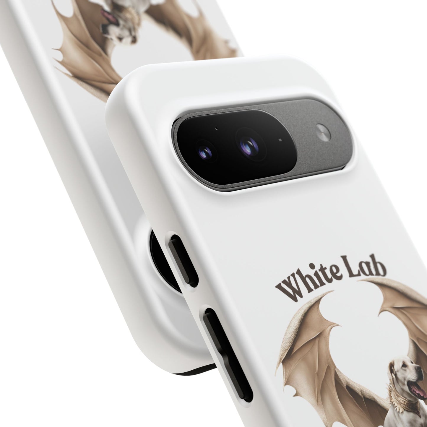 White Labrador Tough Case - Protective Phone Case with Winged Dog Design