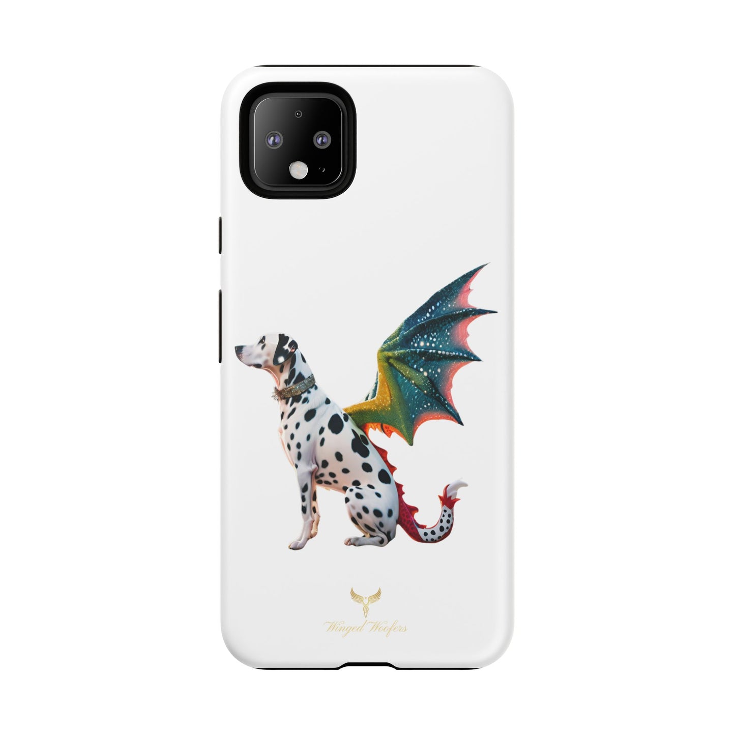 Whimsical Dog Art Phone Case – Tough Cases Featuring Dragon Dalmatian Design