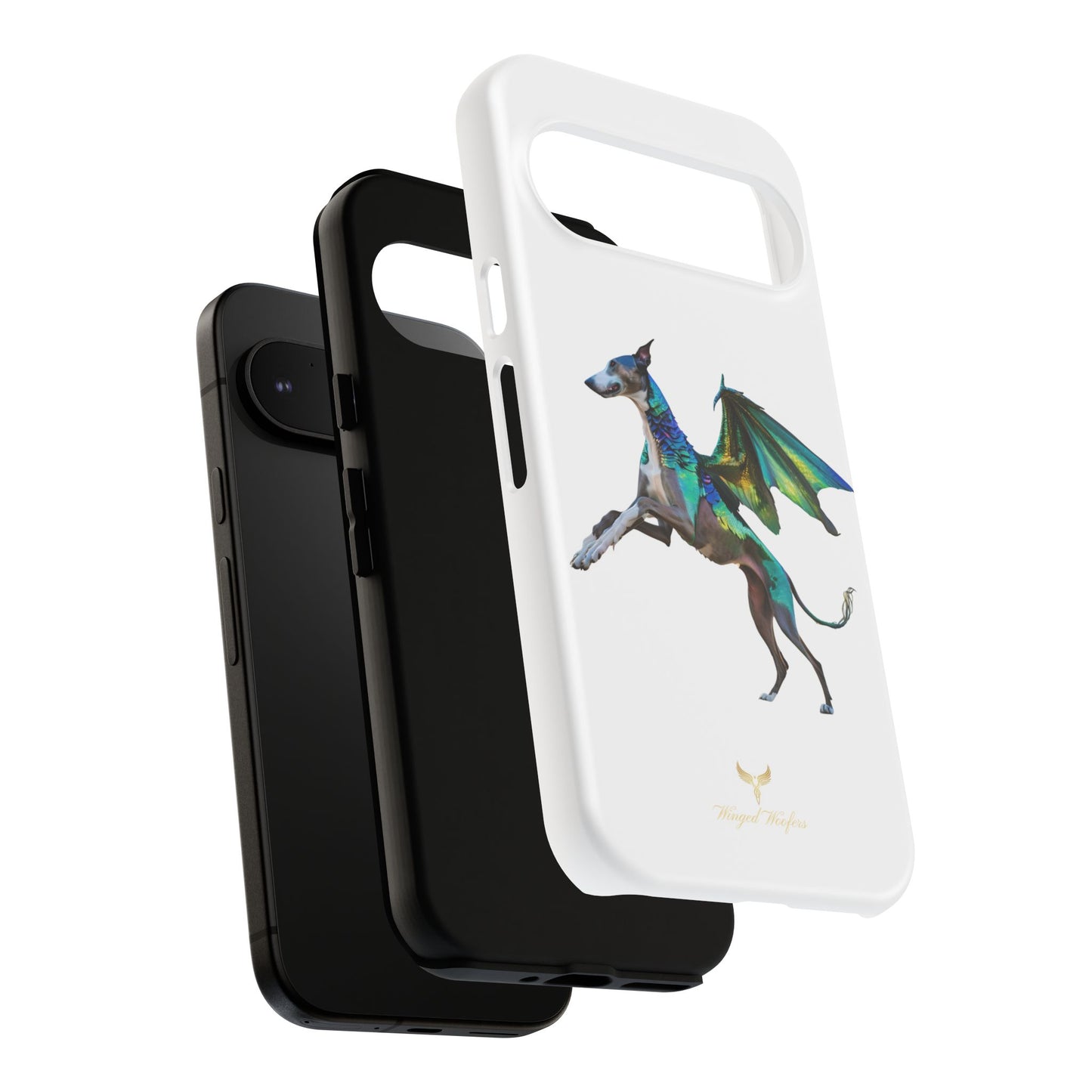 Fantasy Greyhound Dog Phone Case - Whimsical Winged Design for Pet Lovers