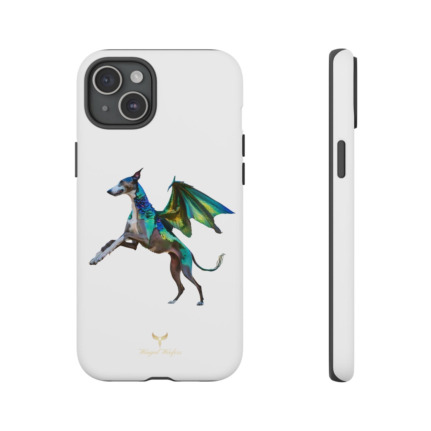 Fantasy Greyhound Dog Phone Case - Whimsical Winged Design for Pet Lovers