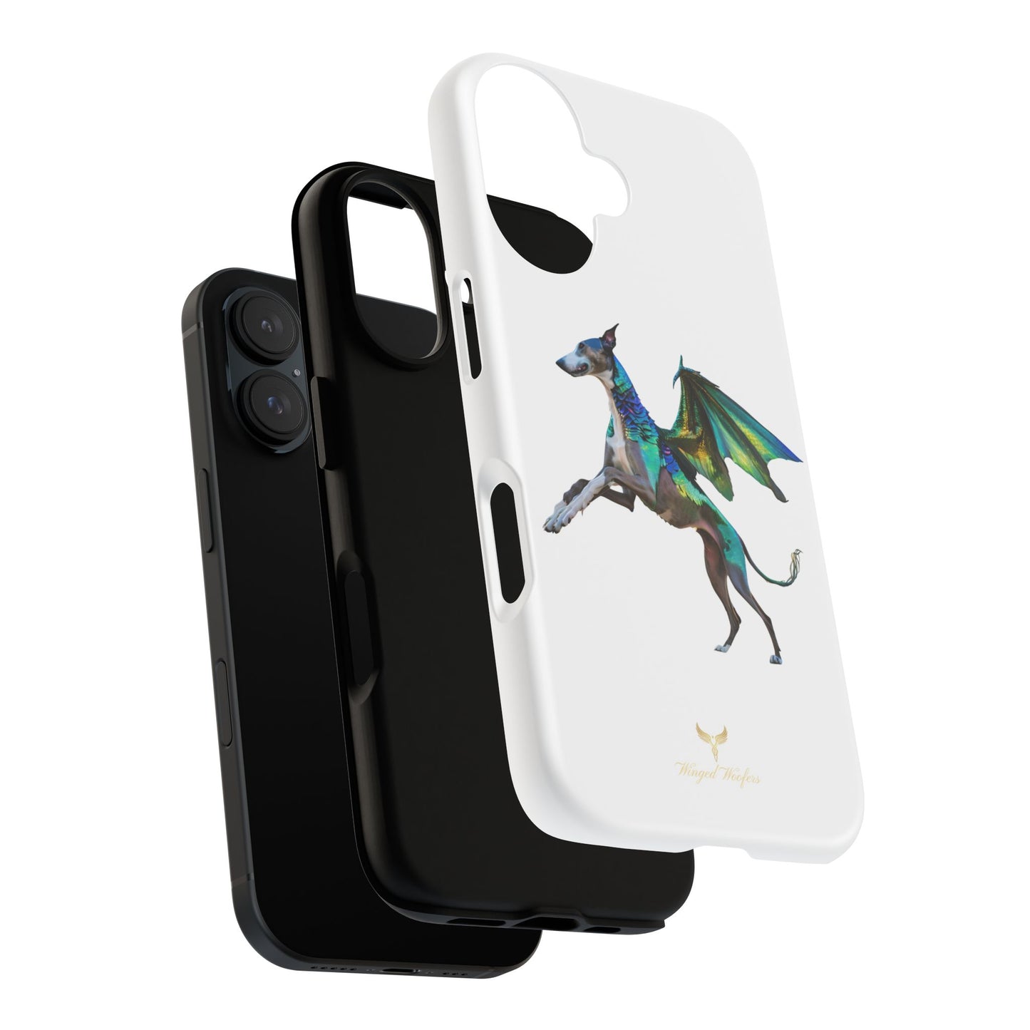 Fantasy Greyhound Dog Phone Case - Whimsical Winged Design for Pet Lovers