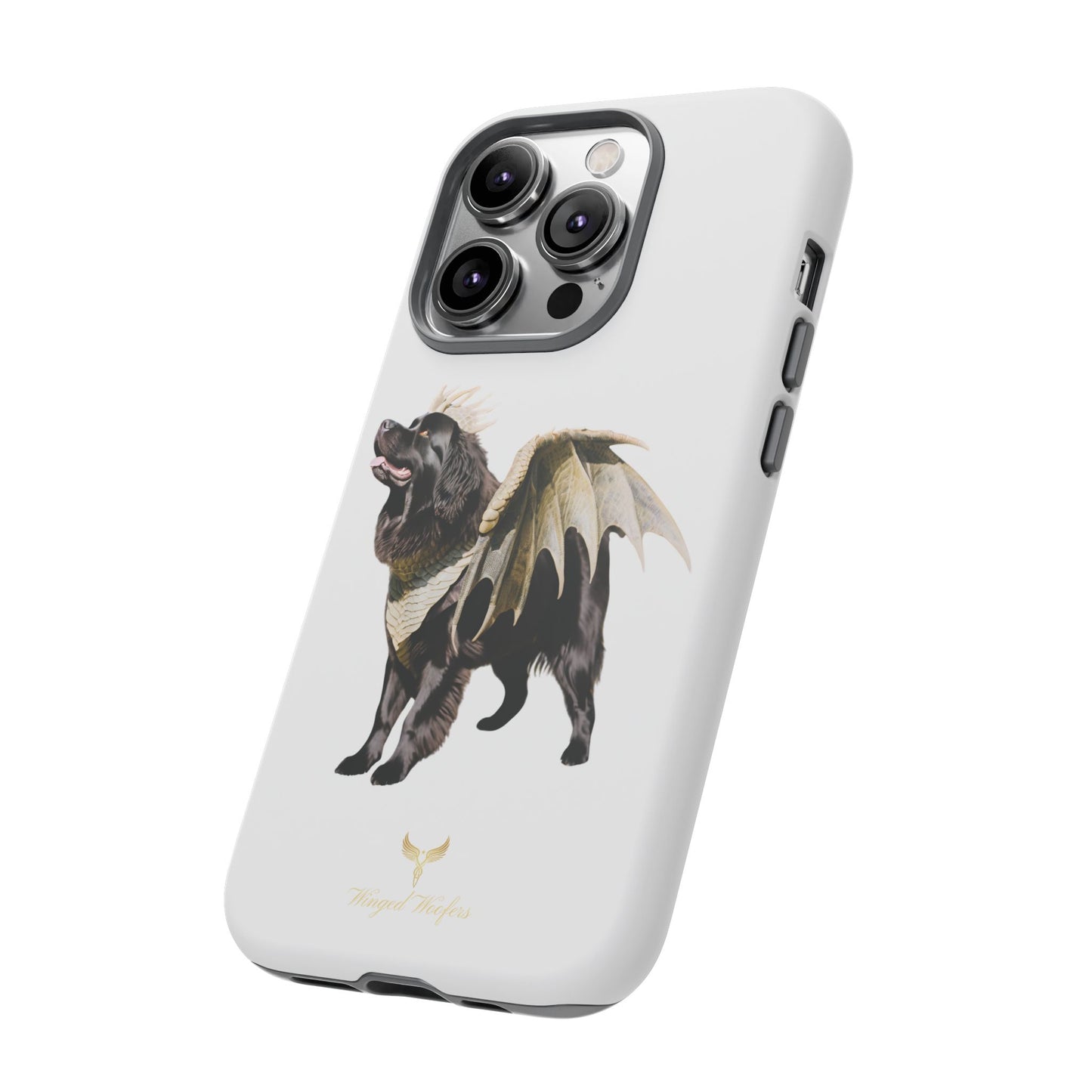 Magical Newfoundland Dog Phone Case - Tough & Stylish Cover with Winged Canine Design