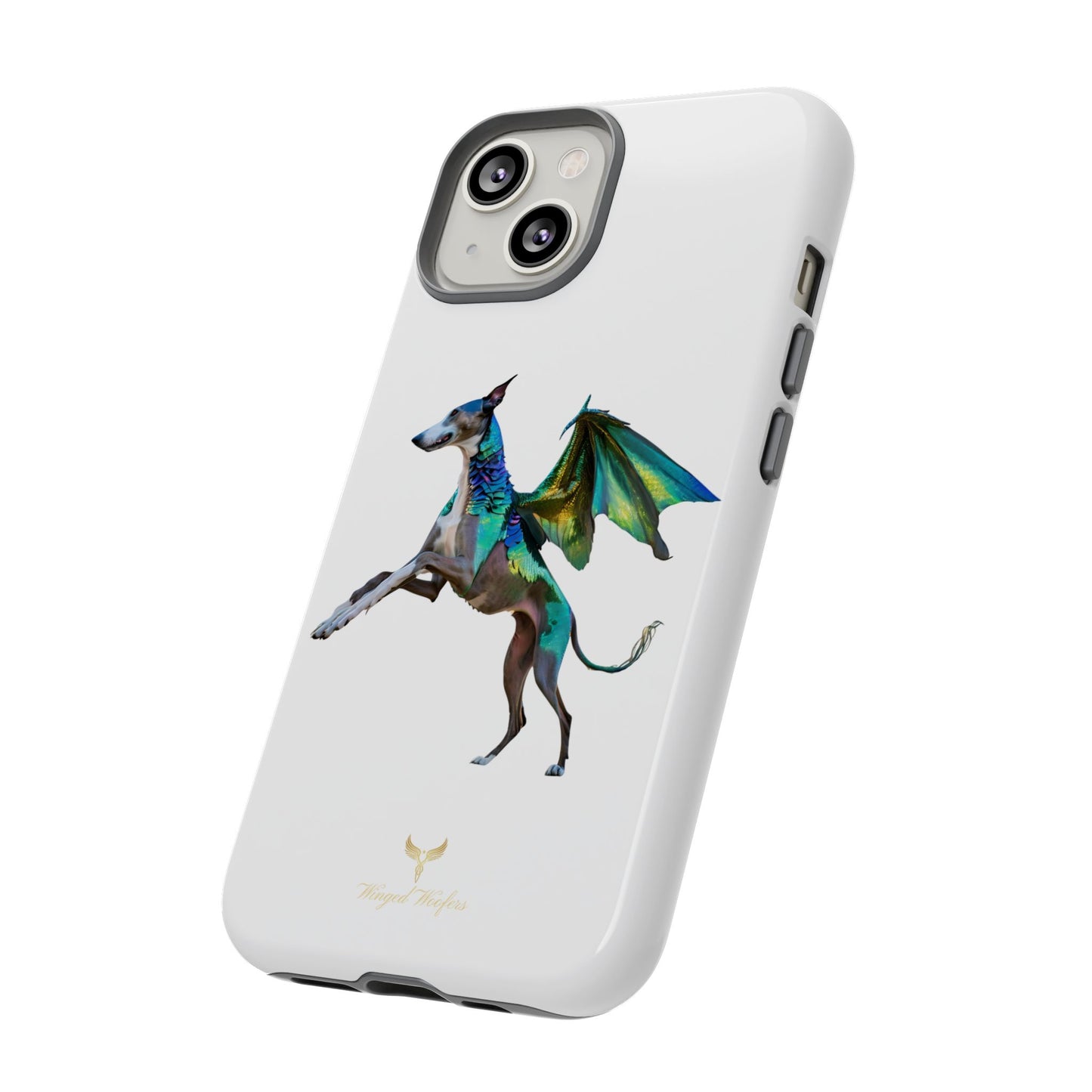 Fantasy Greyhound Dog Phone Case - Whimsical Winged Design for Pet Lovers