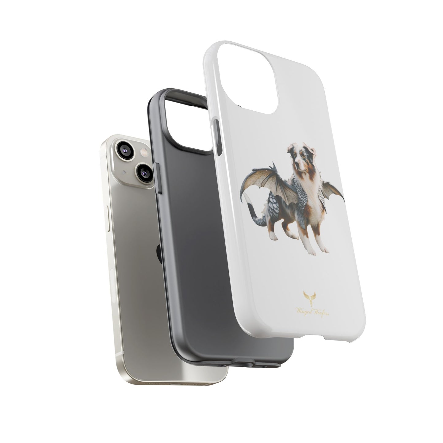 Fantasy Australian Shepherd Dog Phone Case with Wings - Tough Cases for Animal Lovers