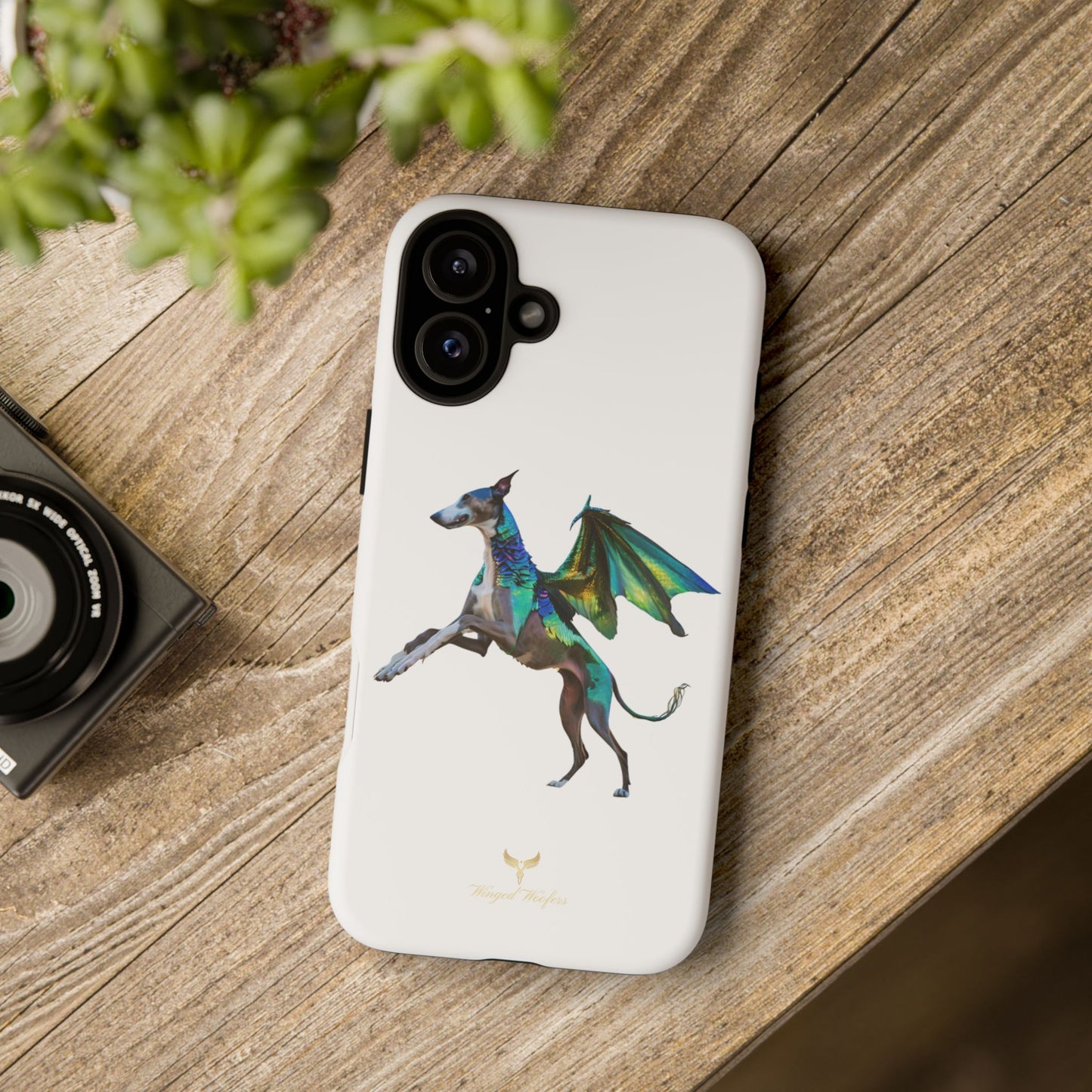 Fantasy Greyhound Dog Phone Case - Whimsical Winged Design for Pet Lovers