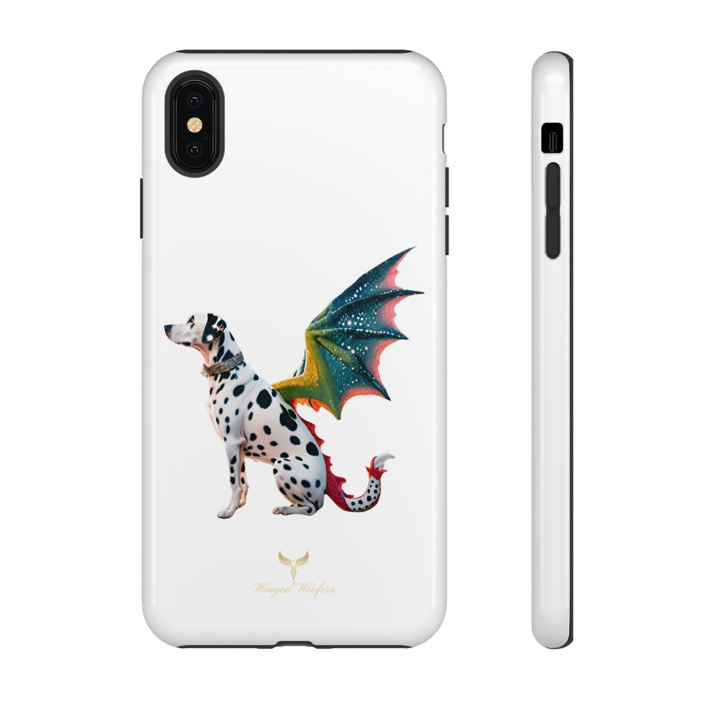 Whimsical Dog Art Phone Case – Tough Cases Featuring Dragon Dalmatian Design