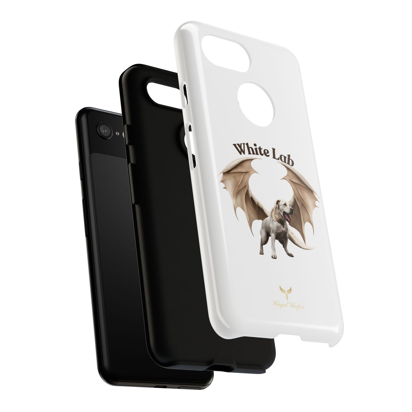 White Labrador Tough Case - Protective Phone Case with Winged Dog Design