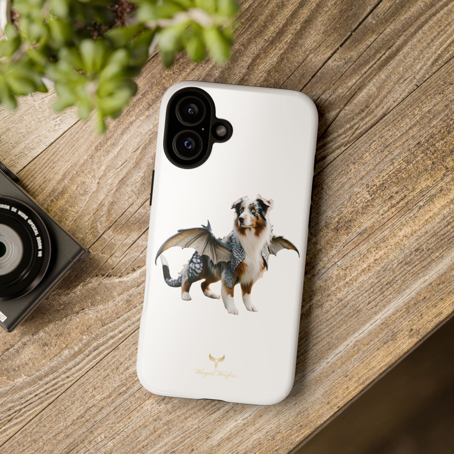 Fantasy Australian Shepherd Dog Phone Case with Wings - Tough Cases for Animal Lovers